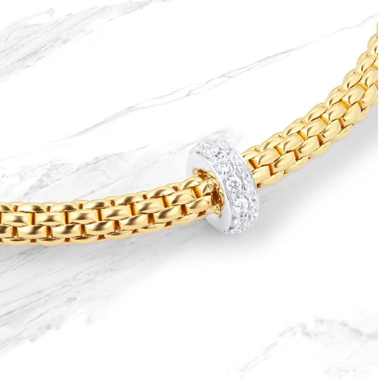 Fope 18k Yellow Gold 0.18ct Diamonds Prima Ladies Bracelet 74508BX_BB_G_XBX_00M In New Condition For Sale In Wilmington, DE