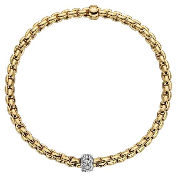 Fope 18k Yellow Gold 0.19ct Diamond Eka Pave Bracelet 73301BX_PB_G_XBX_00M For Sale