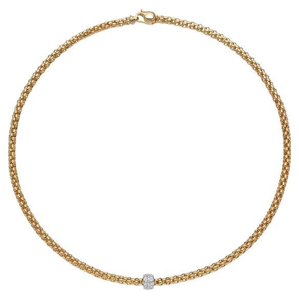 Fope 18k Yellow Gold 0.29ct Diamond Solo Ladies Necklace 63406CX_PB_G_XBX_043 For Sale