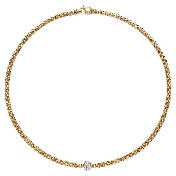 Fope 18k Yellow Gold 0.29ct Diamond Solo Ladies Necklace 63406CX_PB_G_XBX_043