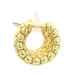 Fope 18k Yellow Gold 10.4mm Wide Textured Hoop Earrings w/ Snap Closures