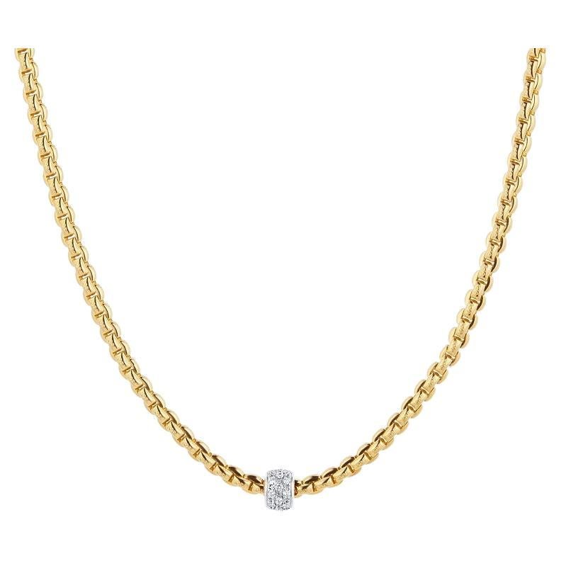 Fope 18k Yellow Gold Eka Tiny 0.19ct Diamond Necklace 73001CX_PB_G_XBX_043 For Sale