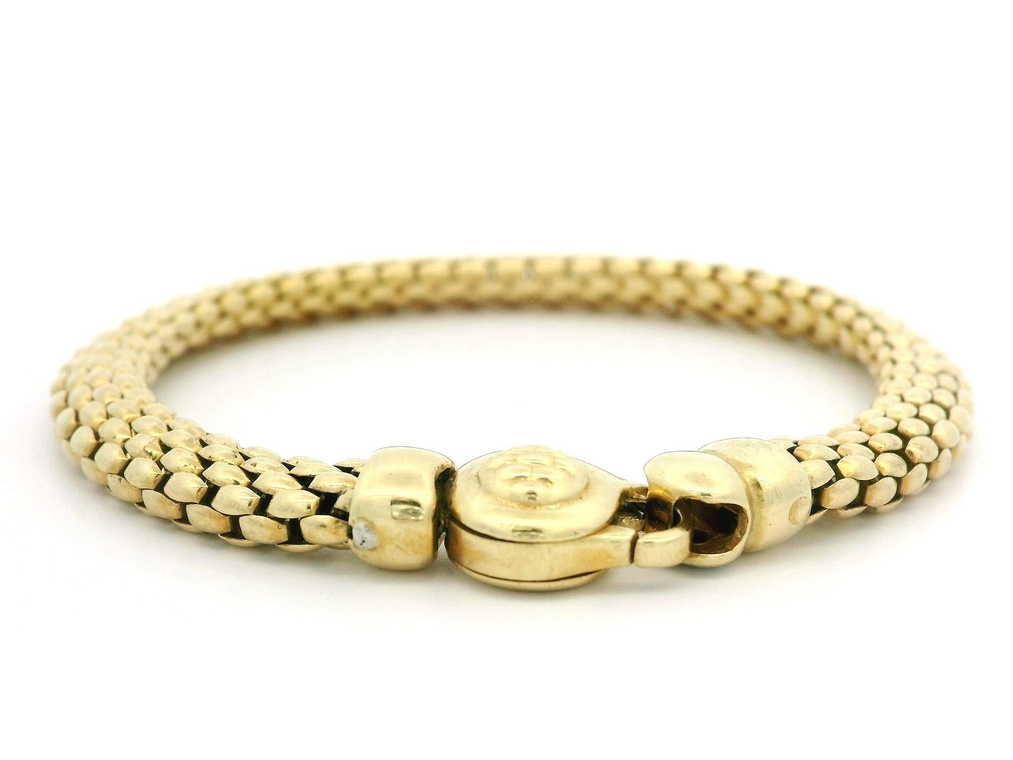 Fope 18k Yellow Gold Mesh Interlocking Tube Bracelet w/ Custom Lobster Clasp 2
