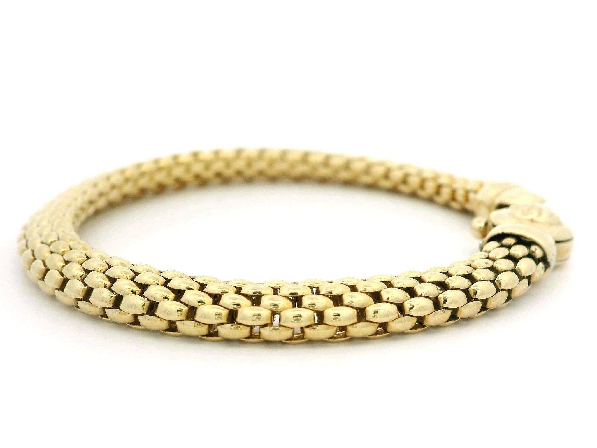 Fope 18k Yellow Gold Mesh Interlocking Tube Bracelet w/ Custom Lobster Clasp 3