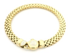 Fope 18k Yellow Gold Mesh Interlocking Tube Bracelet w/ Custom Lobster Clasp