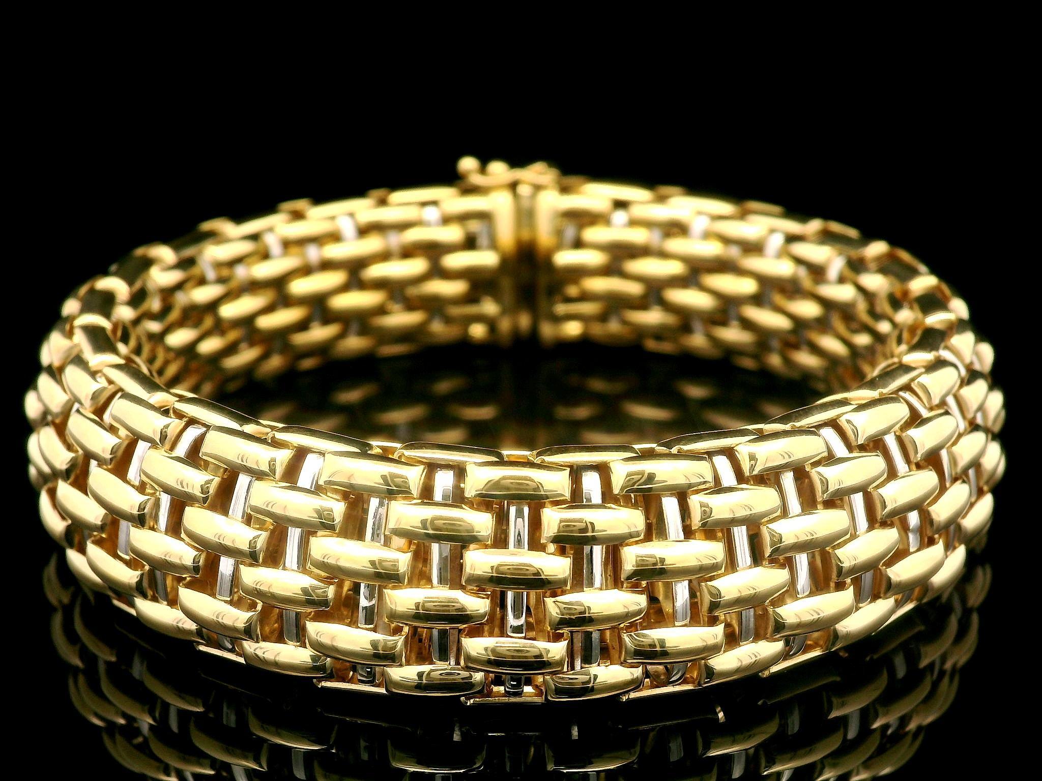 FOPE Bracelet élégant à larges maillons en or jaune et blanc 18 carats en vente 6