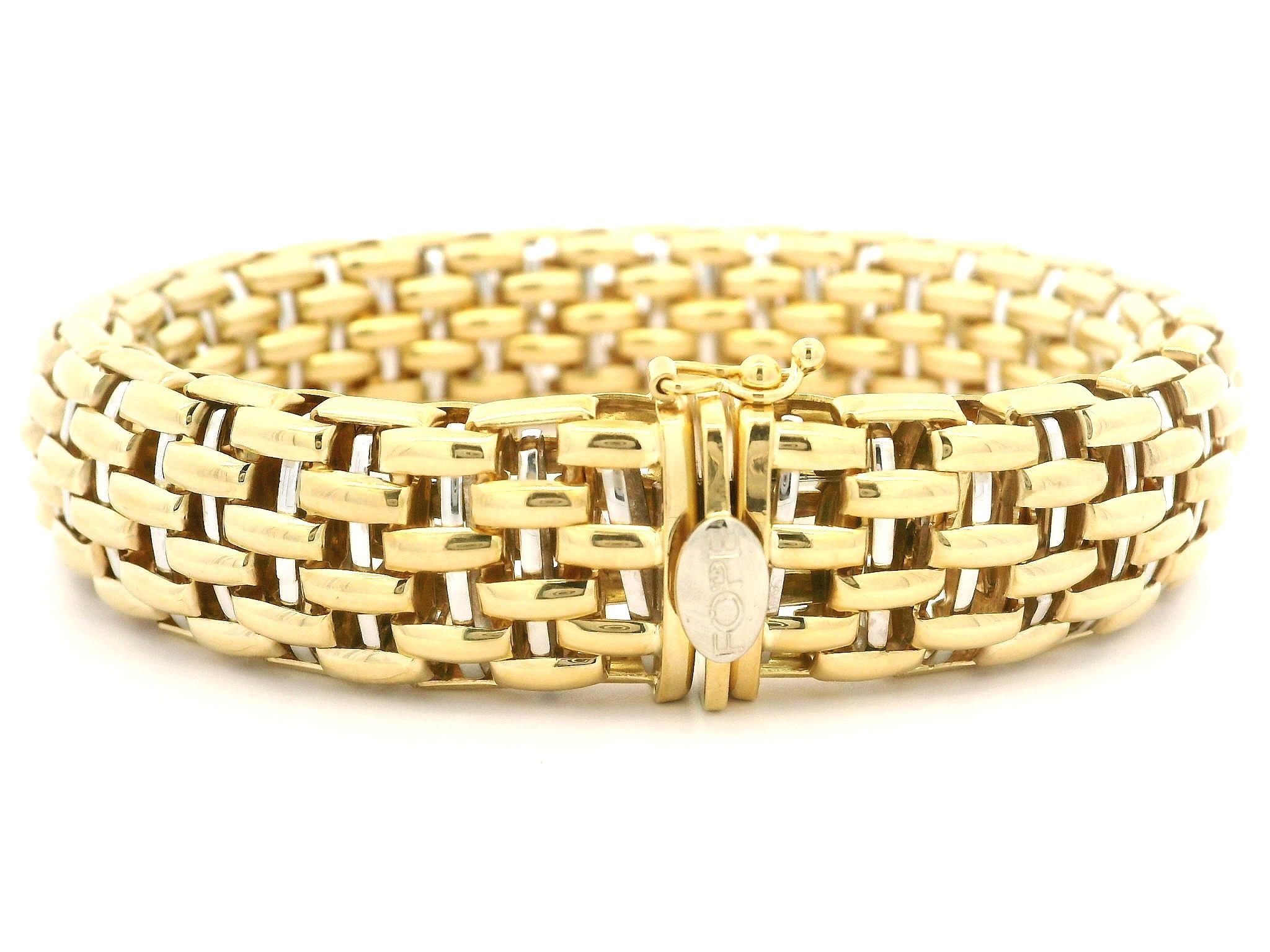 FOPE Bracelet élégant à larges maillons en or jaune et blanc 18 carats en vente 2