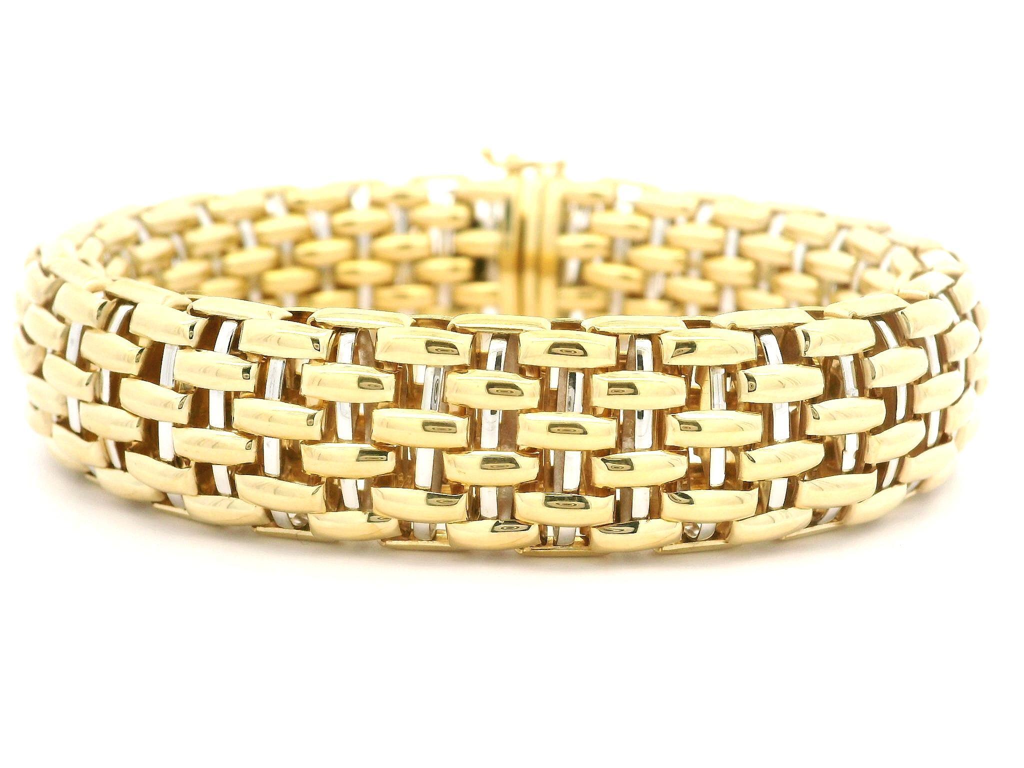 FOPE Bracelet élégant à larges maillons en or jaune et blanc 18 carats en vente 4