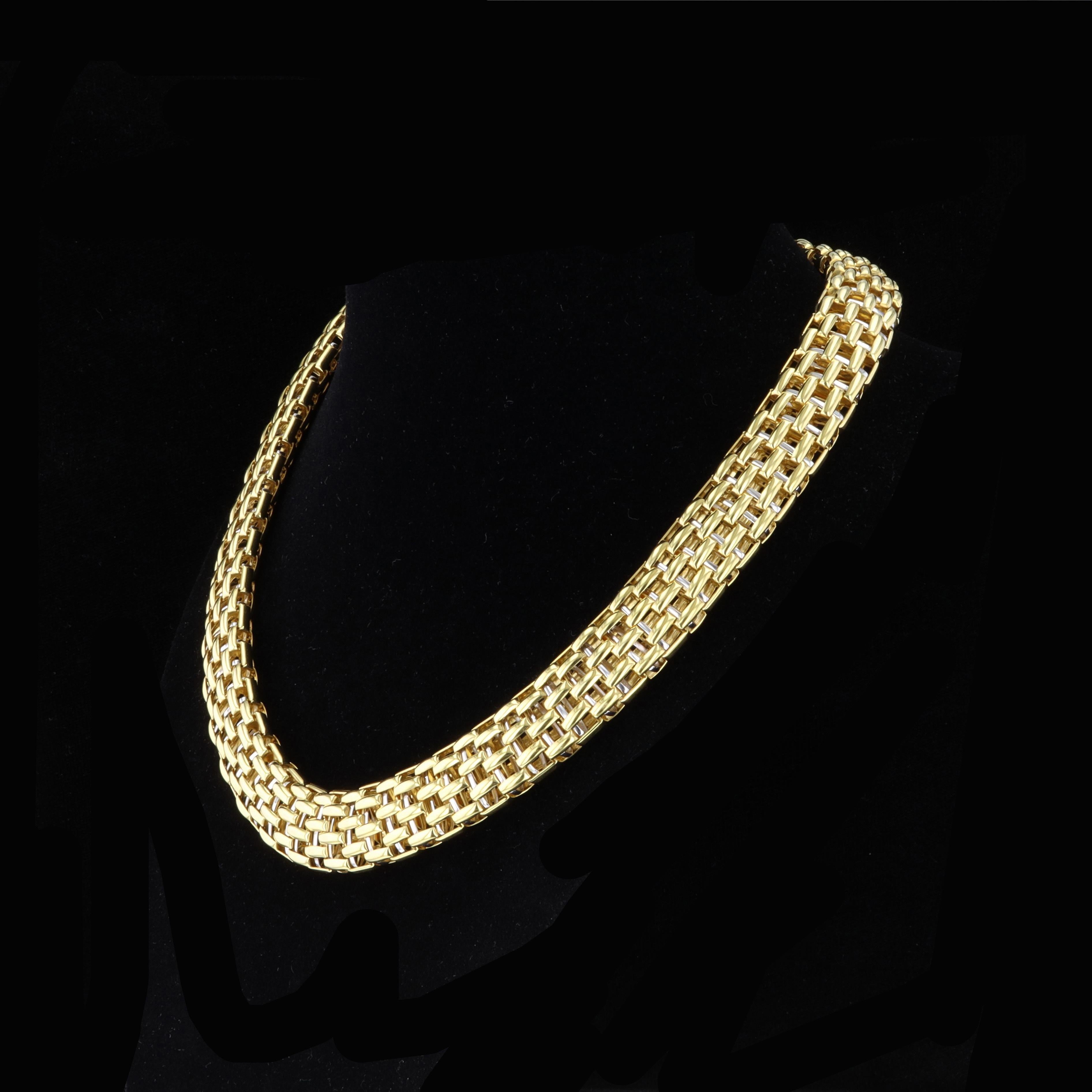 Fope 18kt Yellow & White Gold Chain Necklace In Excellent Condition For Sale In NEW ORLEANS, LA