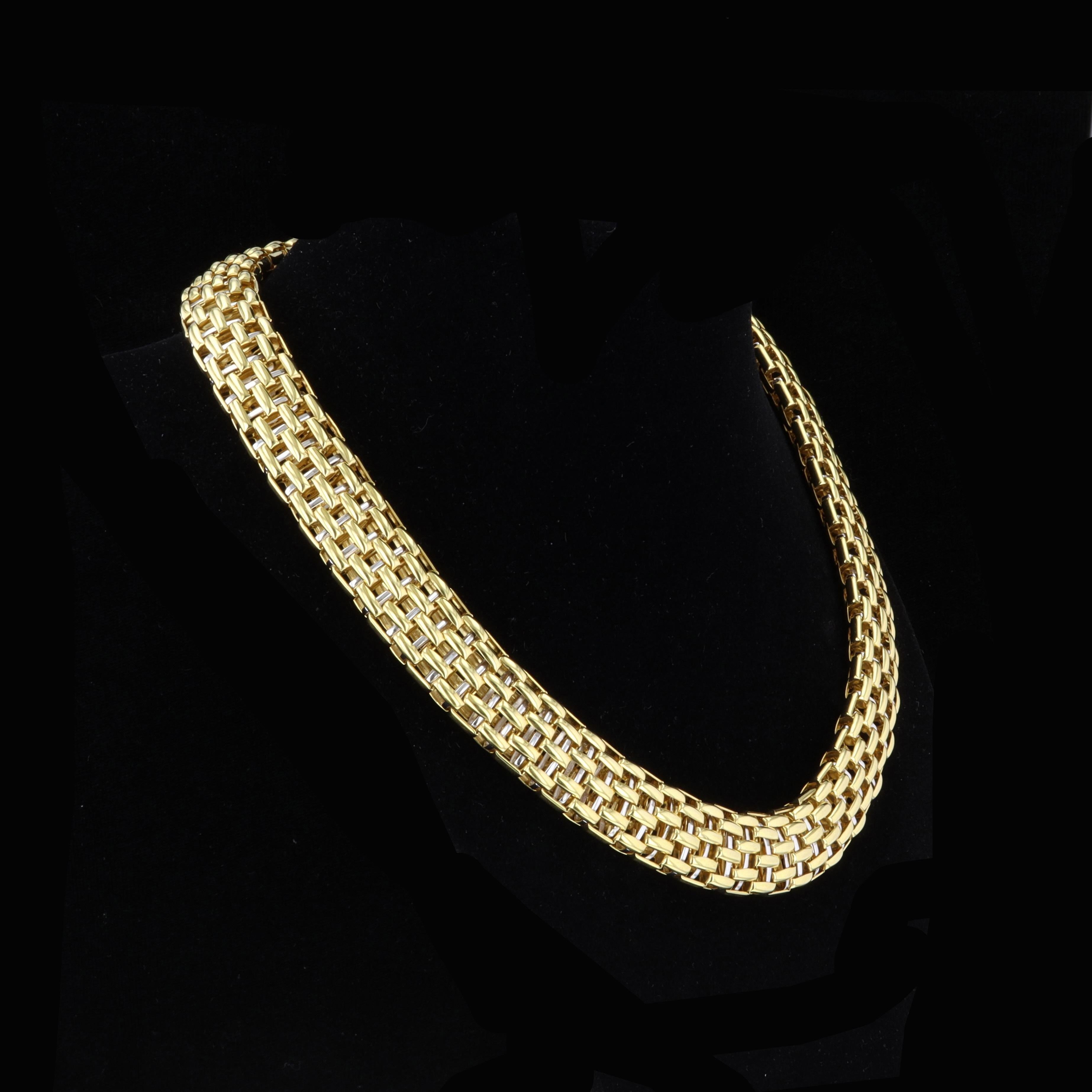 Women's or Men's Fope 18kt Yellow & White Gold Chain Necklace For Sale