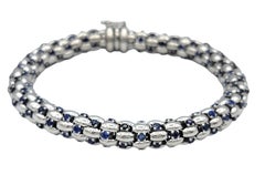 FOPE Blue Sapphire Flex Style Chunky Link Bracelet in 18 Karat White Gold