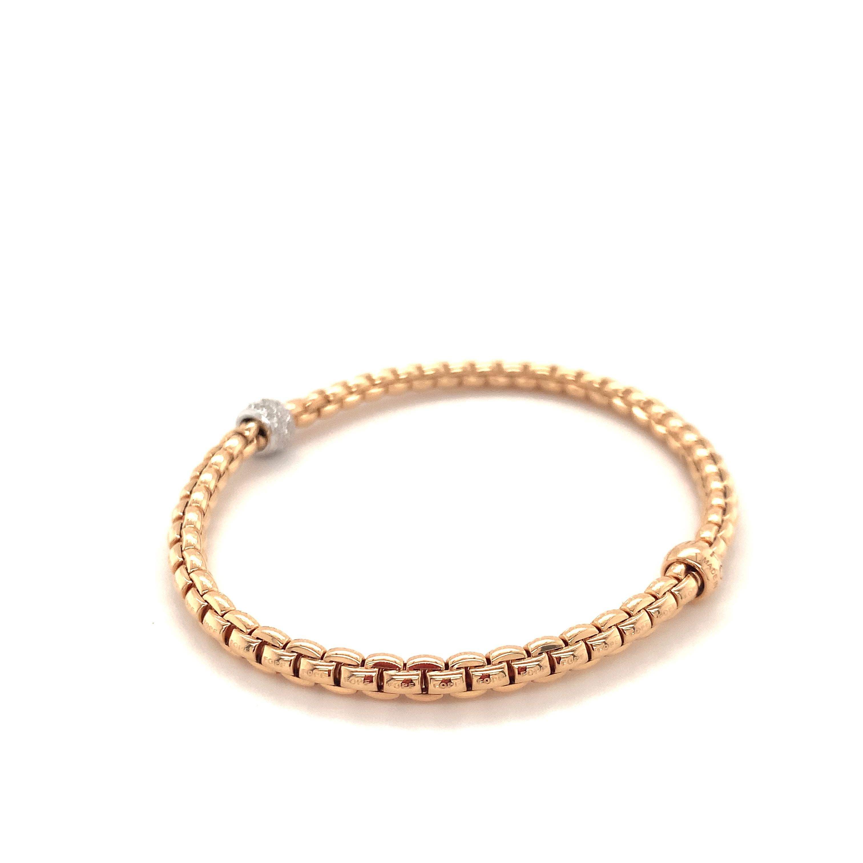 Fope Bracelet 18K Rose Gold with Gold Diamonds Rondel/ Medium / 733B 3