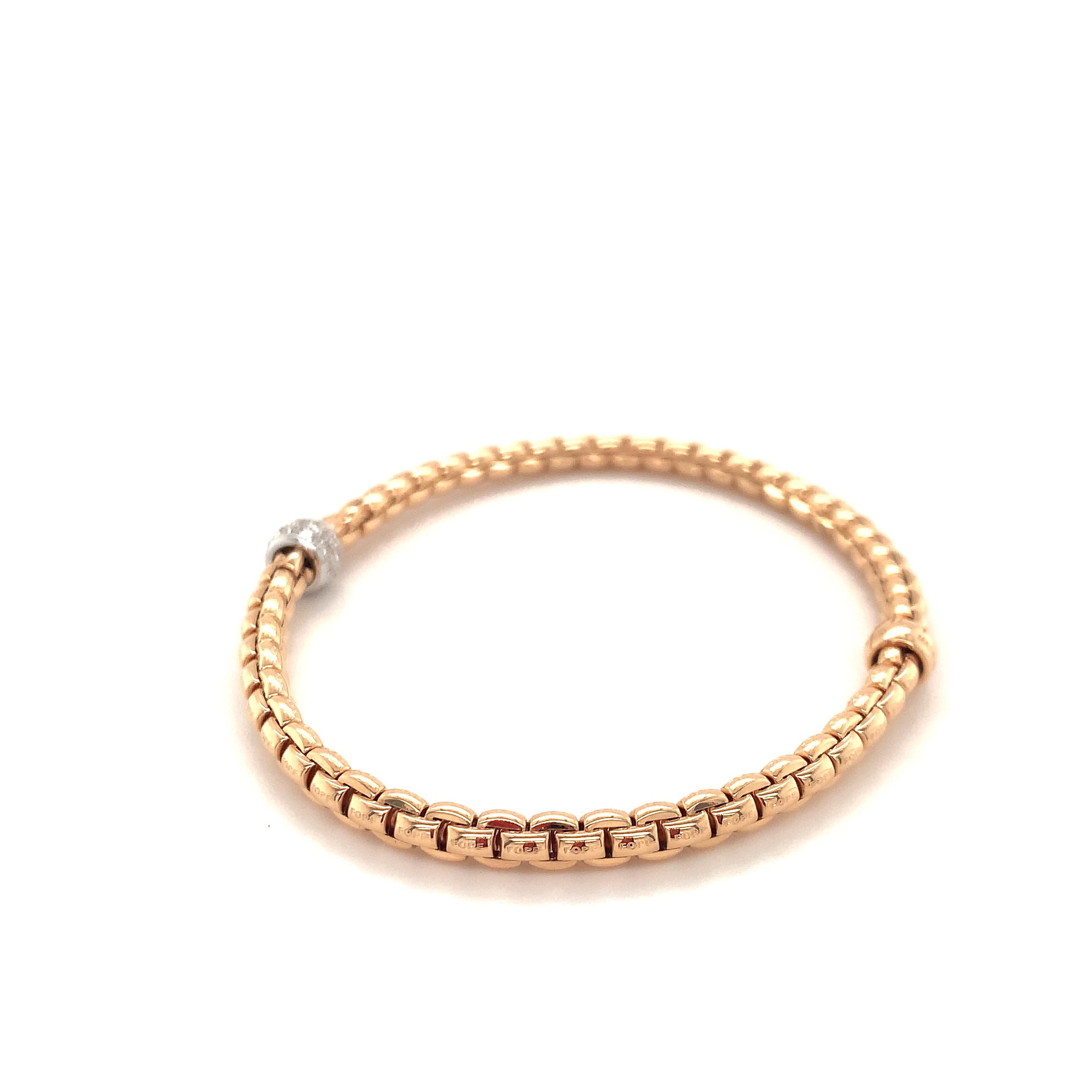 Fope Bracelet 18K Rose Gold with Gold Diamonds Rondel/ Medium / 733B 4