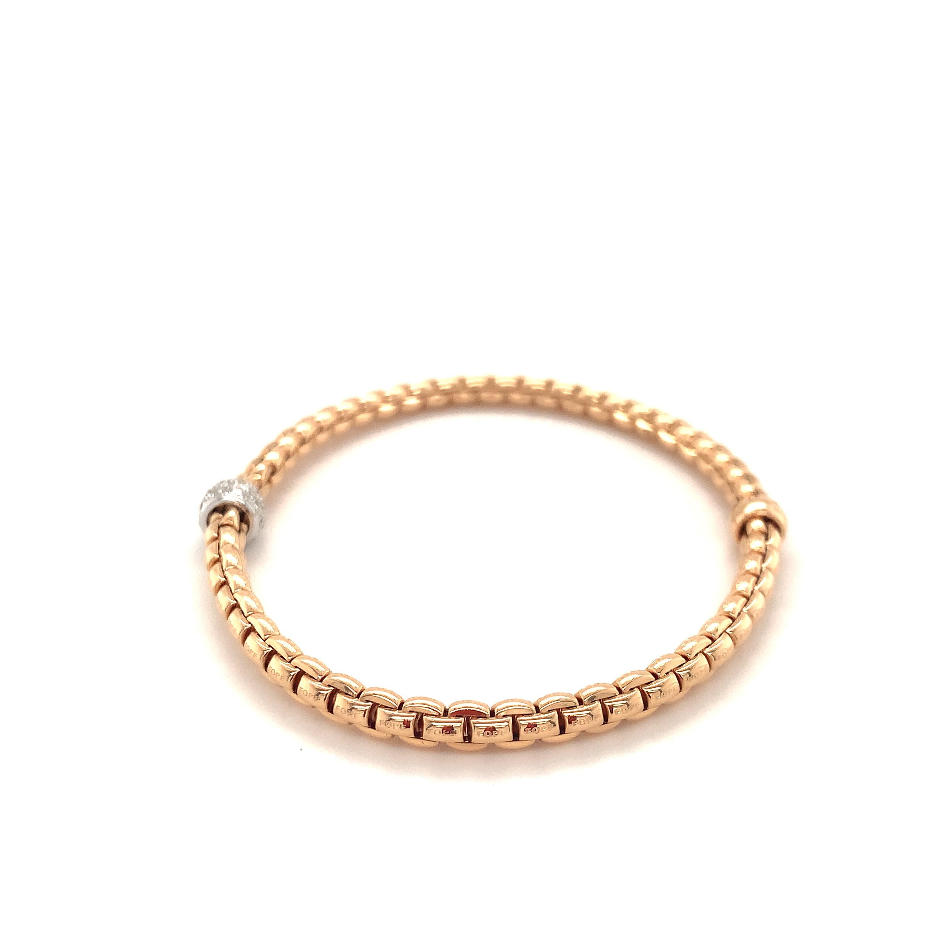 Fope Bracelet 18K Rose Gold with Gold Diamonds Rondel/ Medium / 733B 5