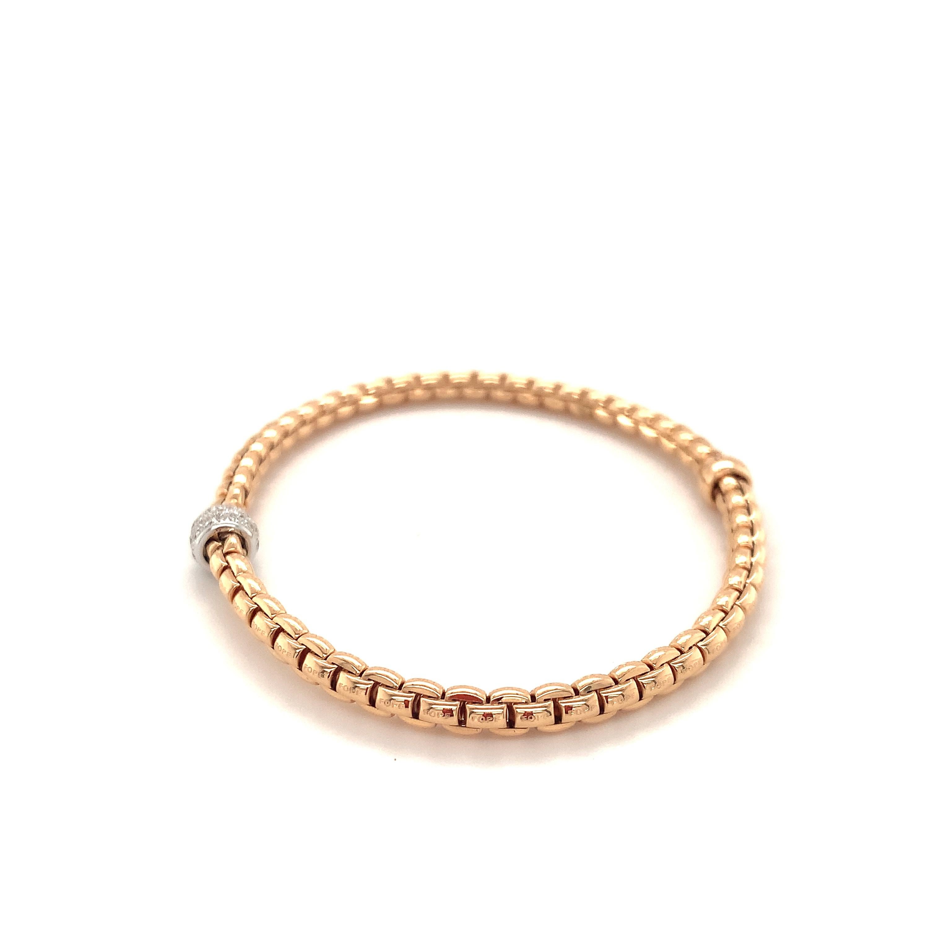 Fope Bracelet 18K Rose Gold with Gold Diamonds Rondel/ Medium / 733B 6