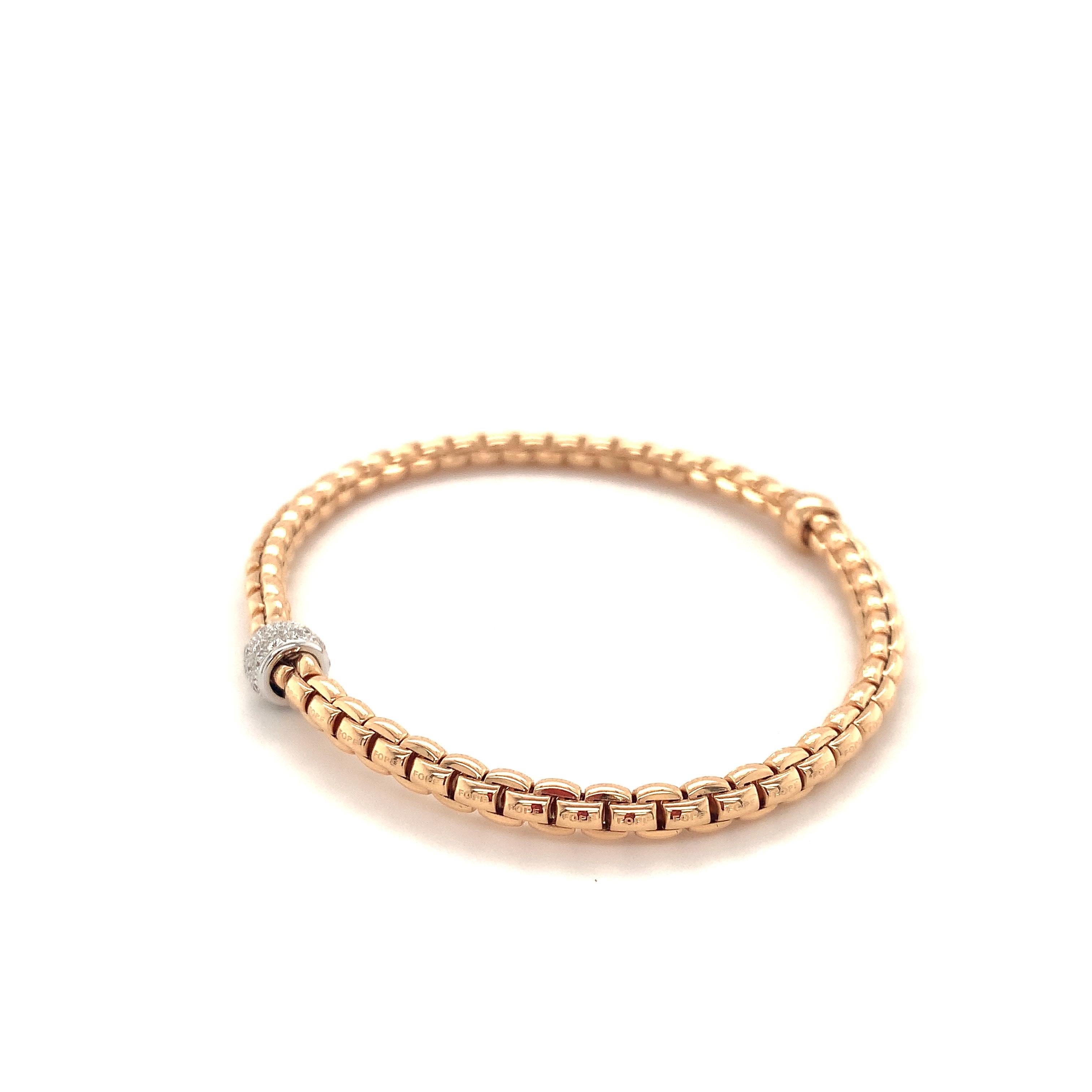 Fope Bracelet 18K Rose Gold with Gold Diamonds Rondel/ Medium / 733B 7