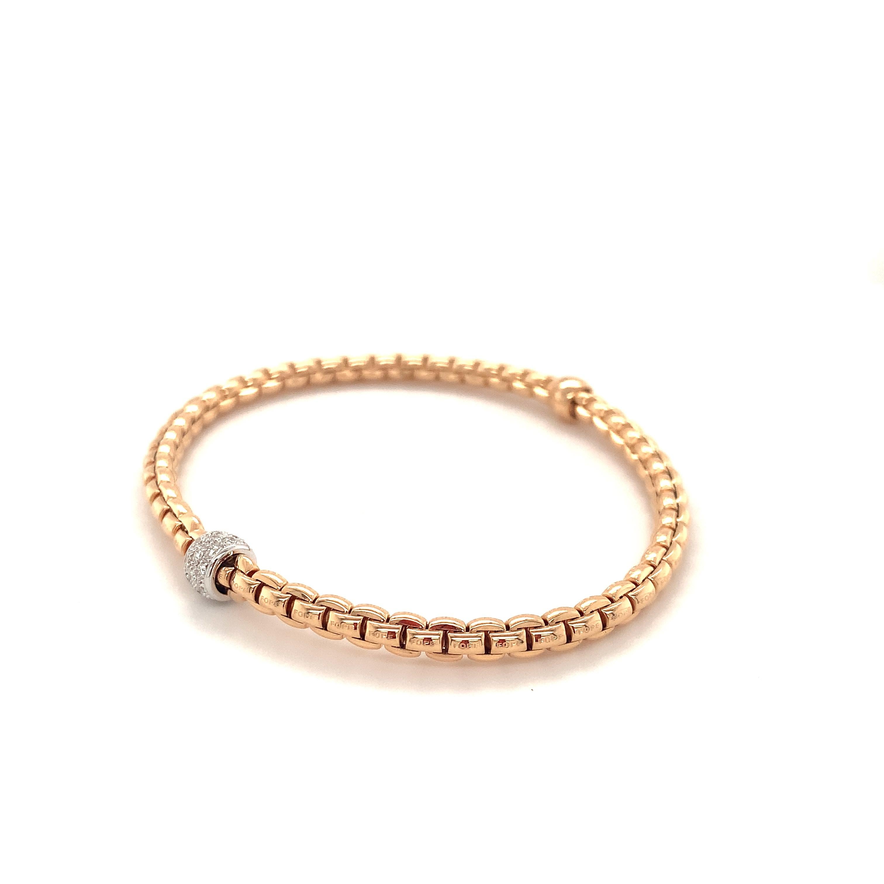 Fope Bracelet 18K Rose Gold with Gold Diamonds Rondel/ Medium / 733B 8