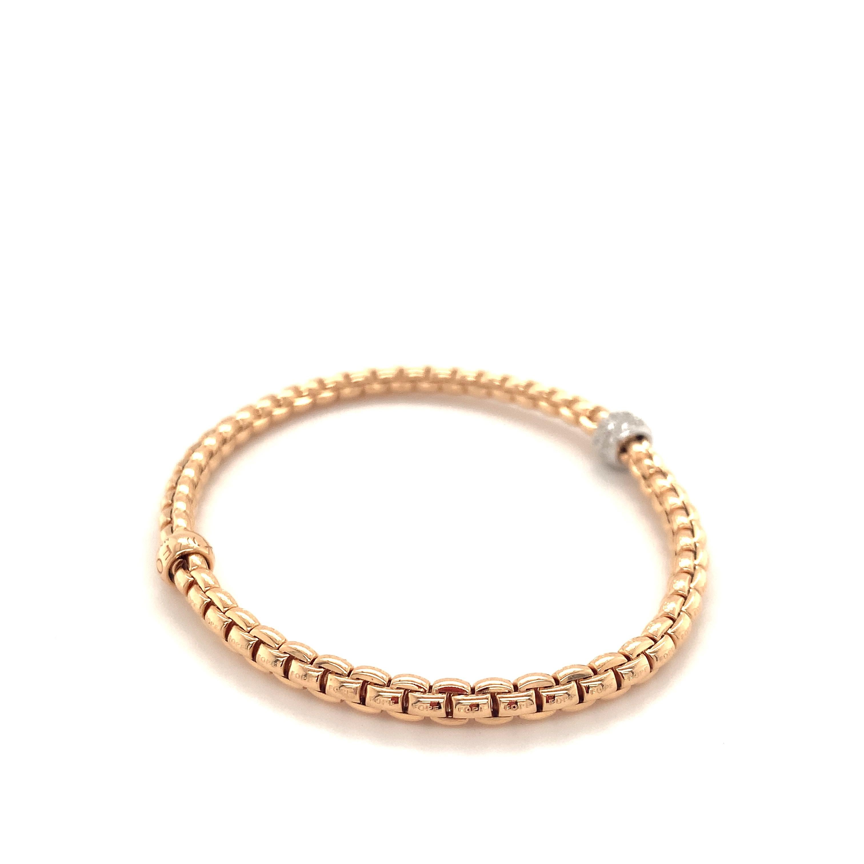 Modern Fope Bracelet 18K Rose Gold with Gold Diamonds Rondel/ Medium / 733B