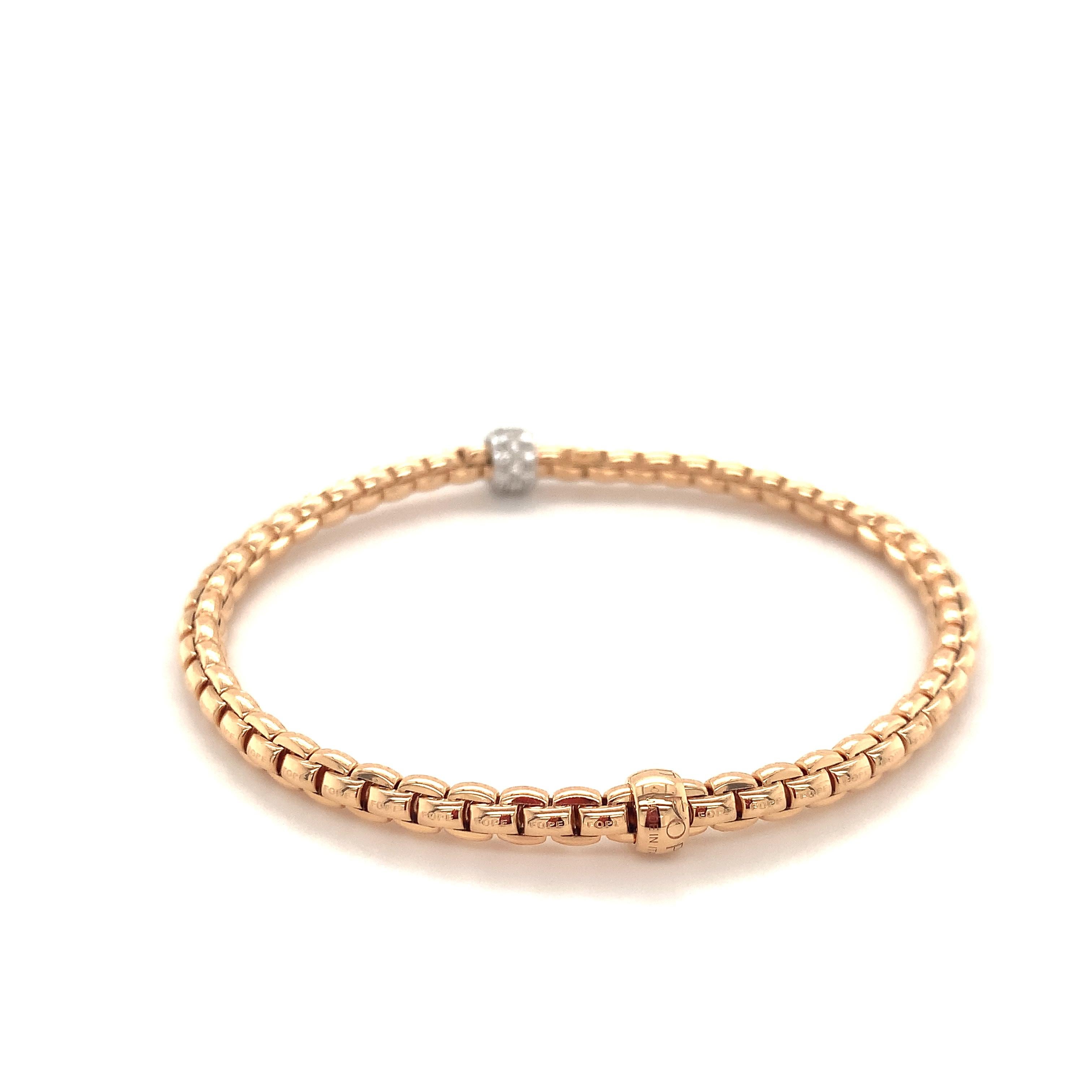 Women's Fope Bracelet 18K Rose Gold with Gold Diamonds Rondel/ Medium / 733B