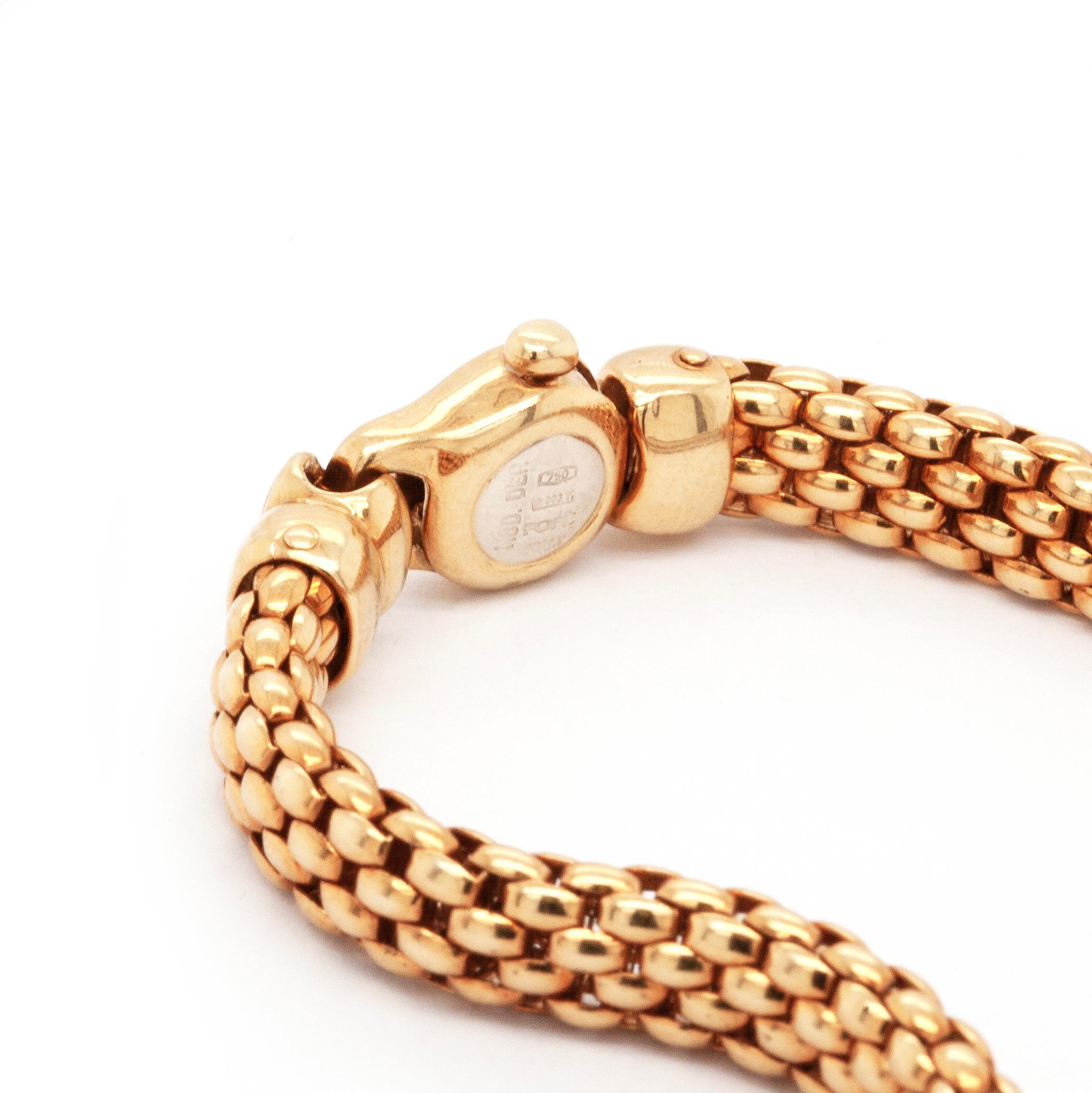 Modern FOPE Diamond 18 Carat White and Yellow Gold Woven Link Bracelet For Sale