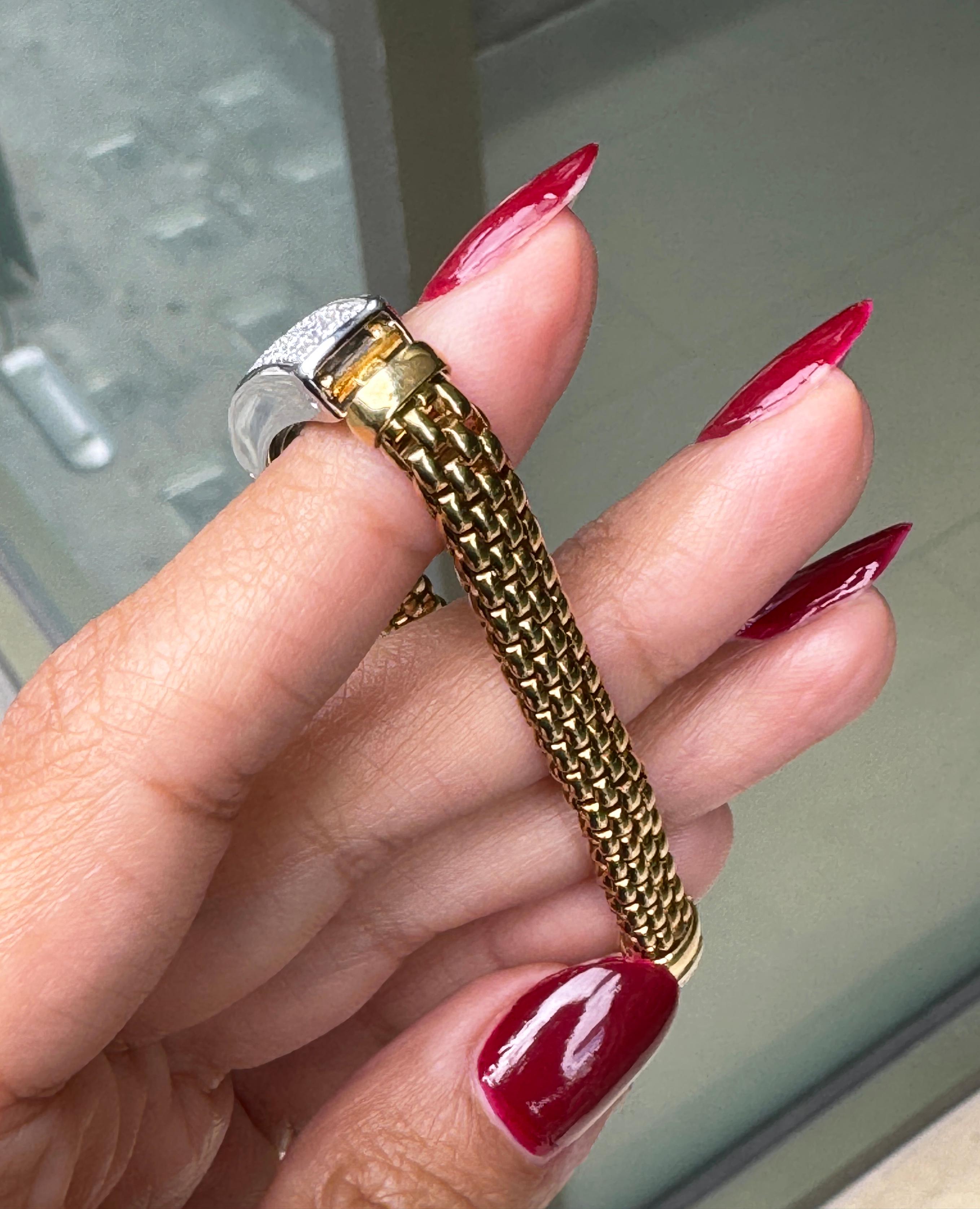 FOPE Diamond 18 Carat White and Yellow Gold Woven Link Bracelet For Sale 1