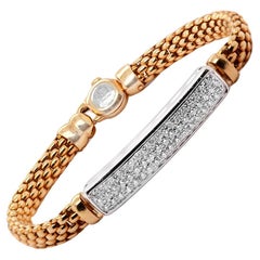 FOPE Diamond 18 Carat White and Yellow Gold Woven Link Bracelet
