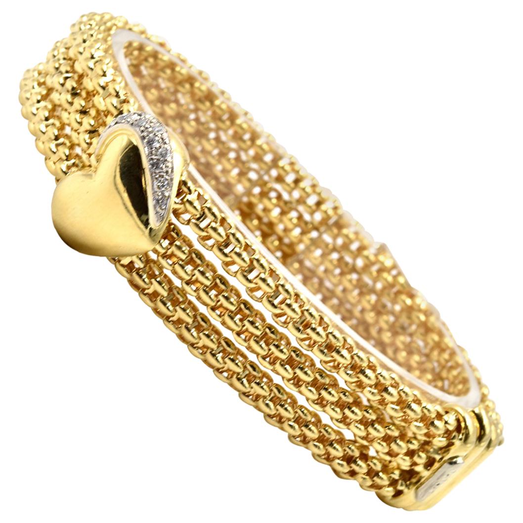Fope Diamond Heart Bracelet 18 Karat Yellow Gold