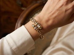 Fope Diva 18K Yellow Gold Diamond Sapphire Bangle Bracelet Italy Elegant