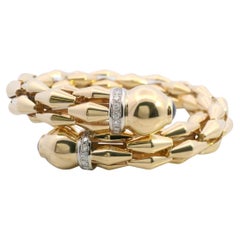 Fope Diva 18K Yellow Gold Diamond Sapphire Bangle Bracelet Italy Elegant