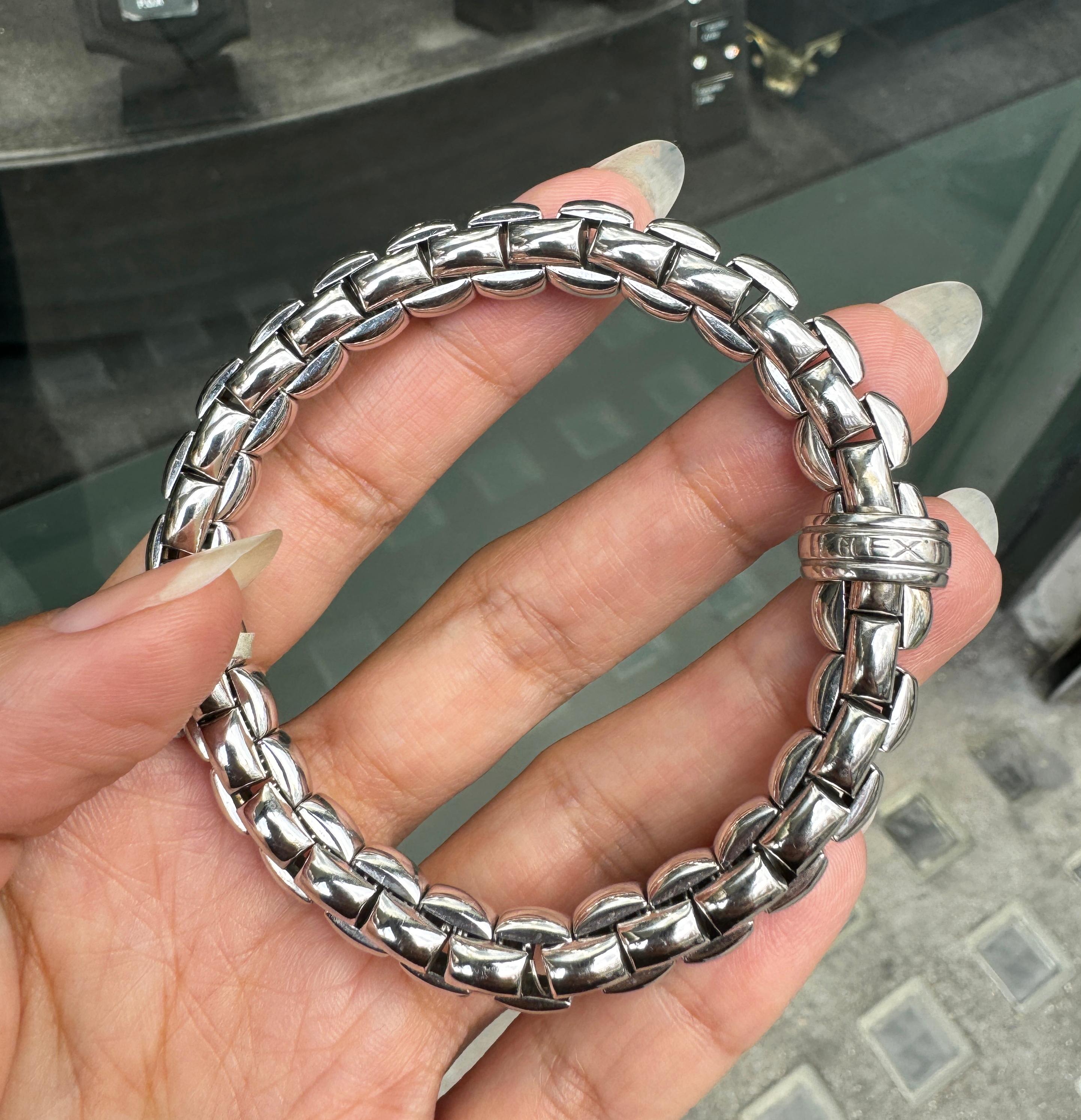 Modern FOPE Eka Flex'it 18 Carat White Gold Mesh Bracelet For Sale