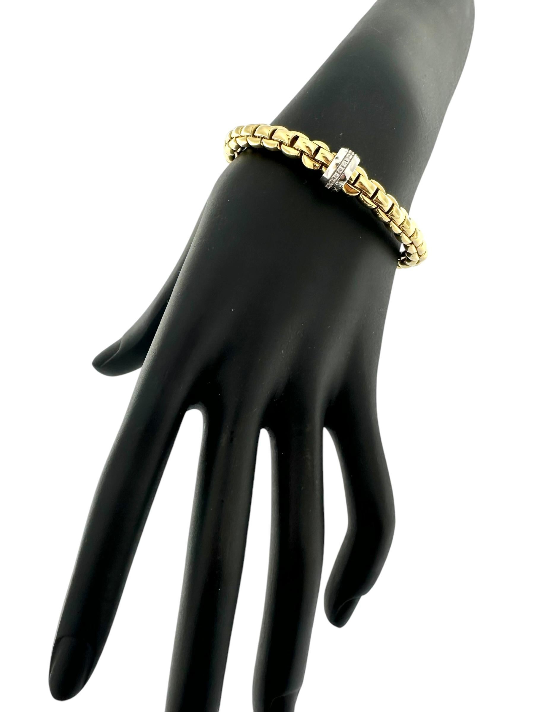 Modern Fope Flex Yellow and White Gold Bracelet with Diamonds For Sale