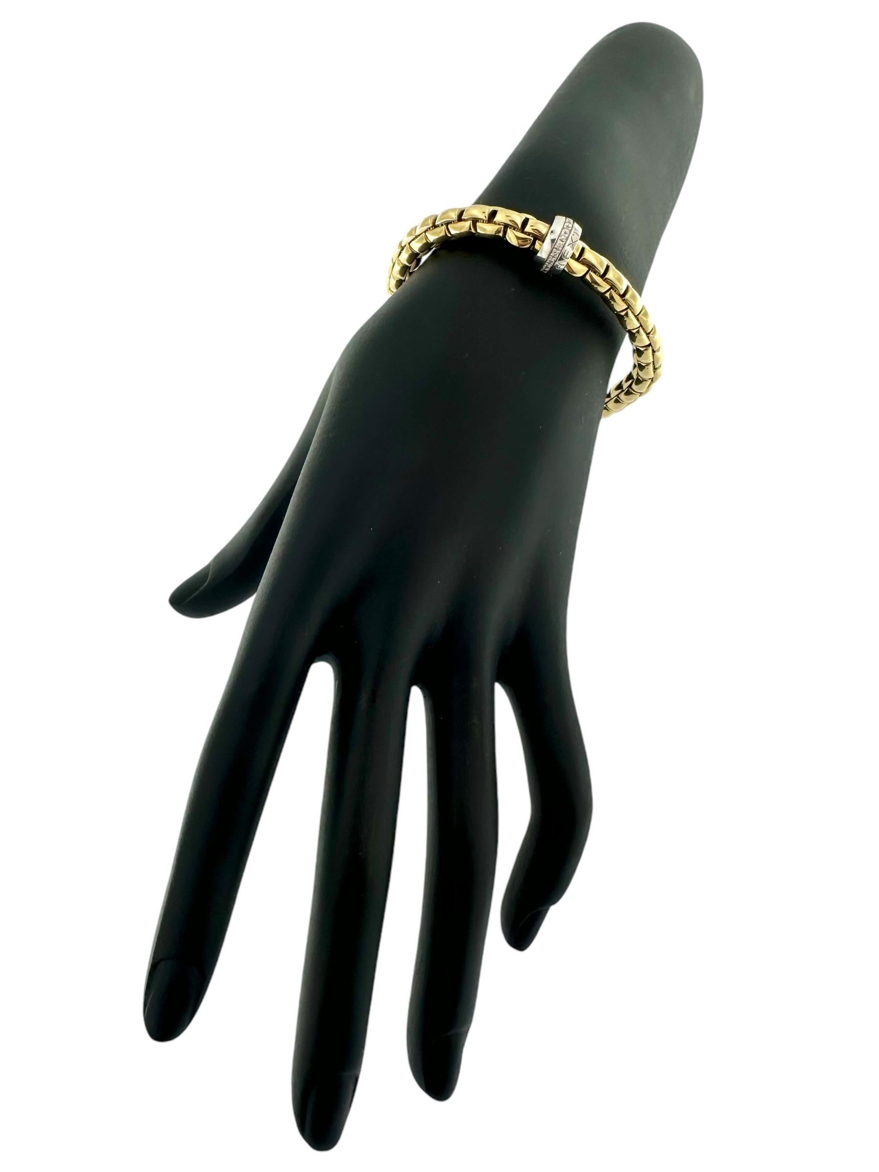 Fope Flex Yellow and White Gold Bracelet with Diamonds In Excellent Condition For Sale In Esch sur Alzette, Esch-sur-Alzette