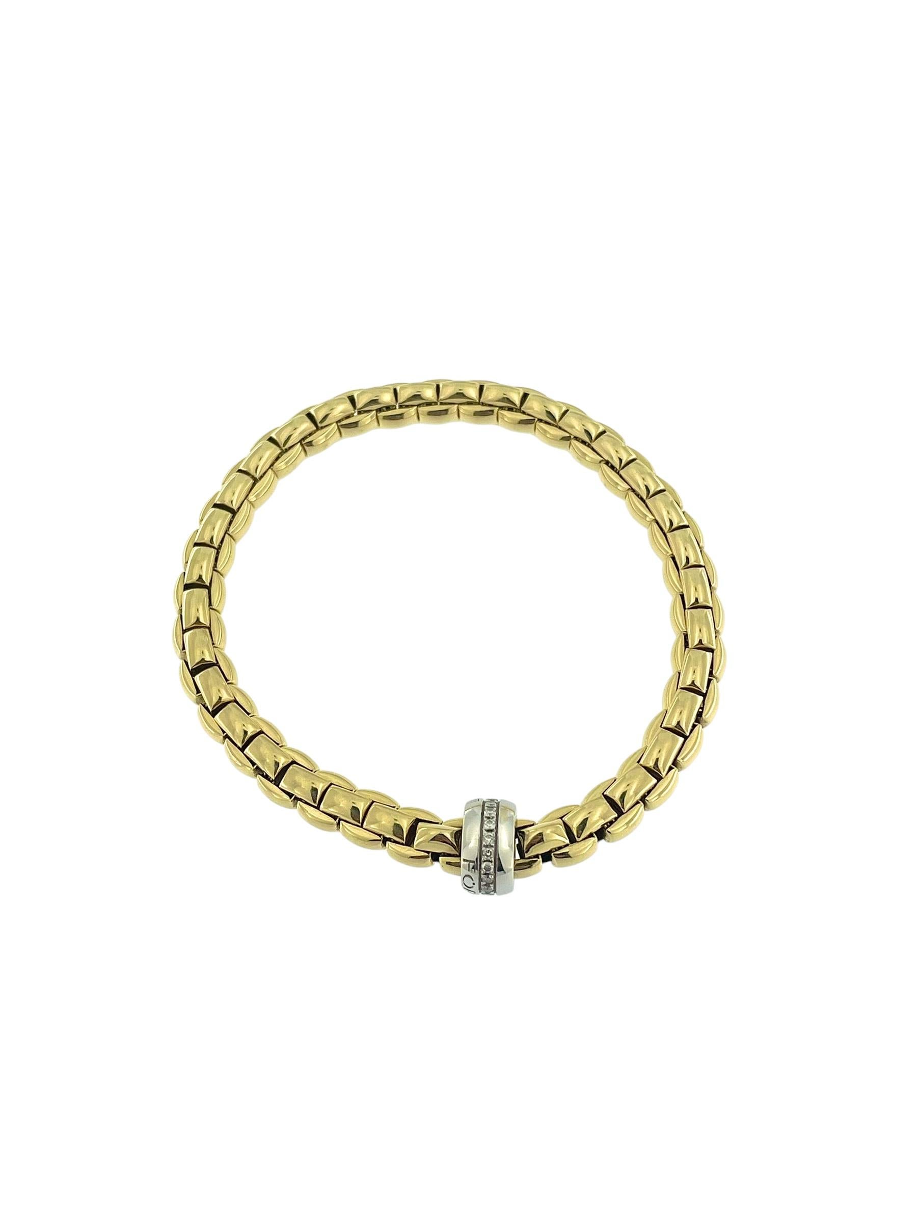 Women's or Men's Fope Flex Yellow and White Gold Bracelet with Diamonds For Sale