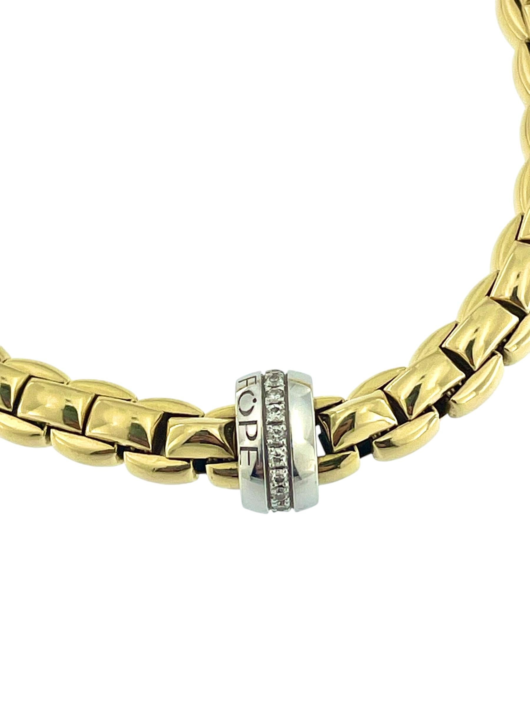 Fope Flex Yellow and White Gold Bracelet with Diamonds For Sale 1