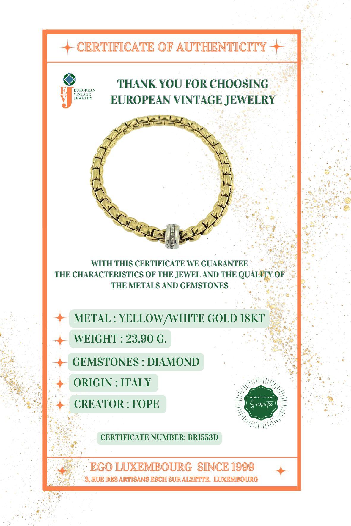 Fope Flex Yellow and White Gold Bracelet with Diamonds For Sale 3