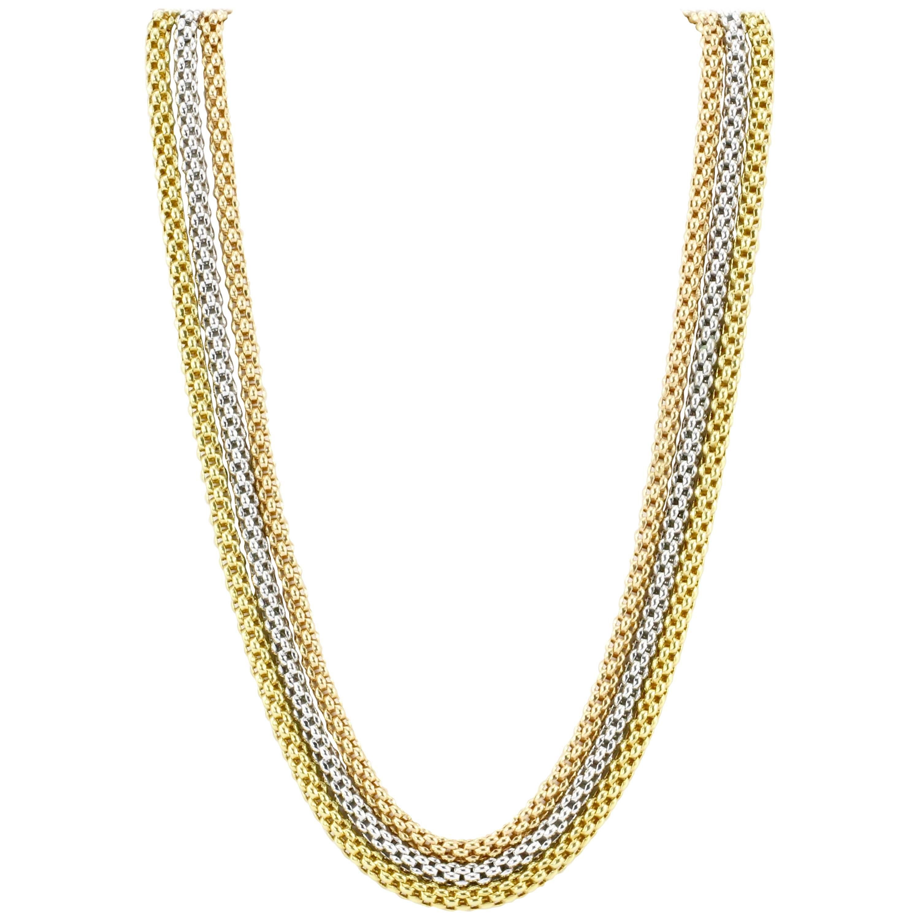 Fope Flex'it 18 Karat Tri-Colored Three Strand Gold Necklace