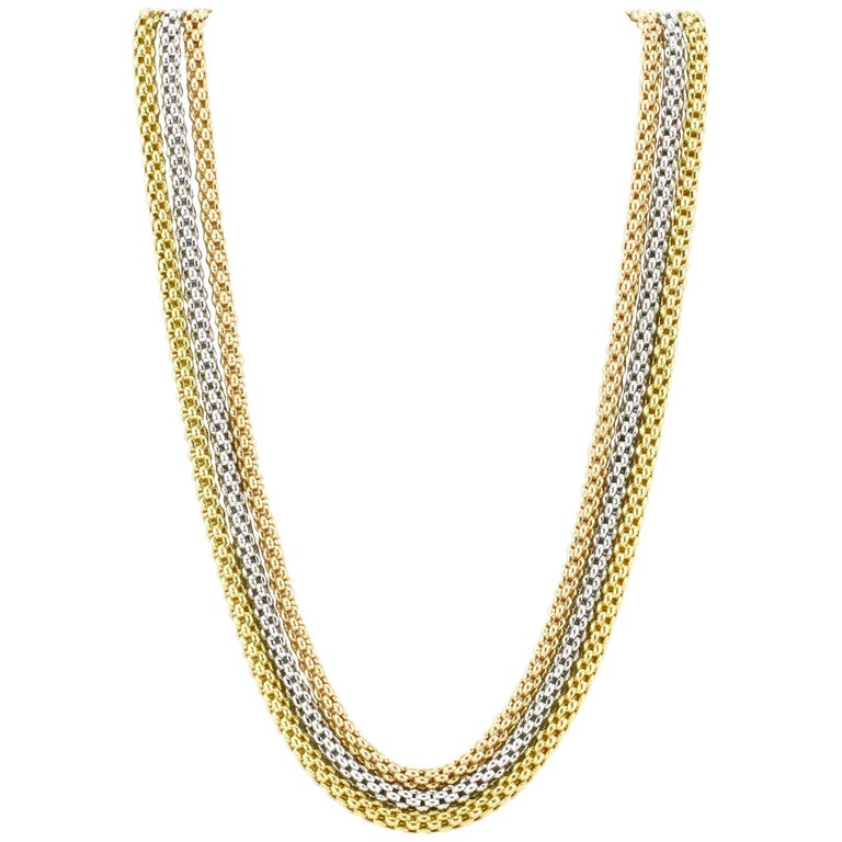 Fope Flex'it 18 Karat TriColored Three Strand Gold Necklace at 1stDibs