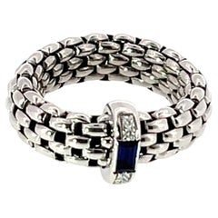 FOPE Flex'It Diamond & Sapphire Ring in 18ct White Gold