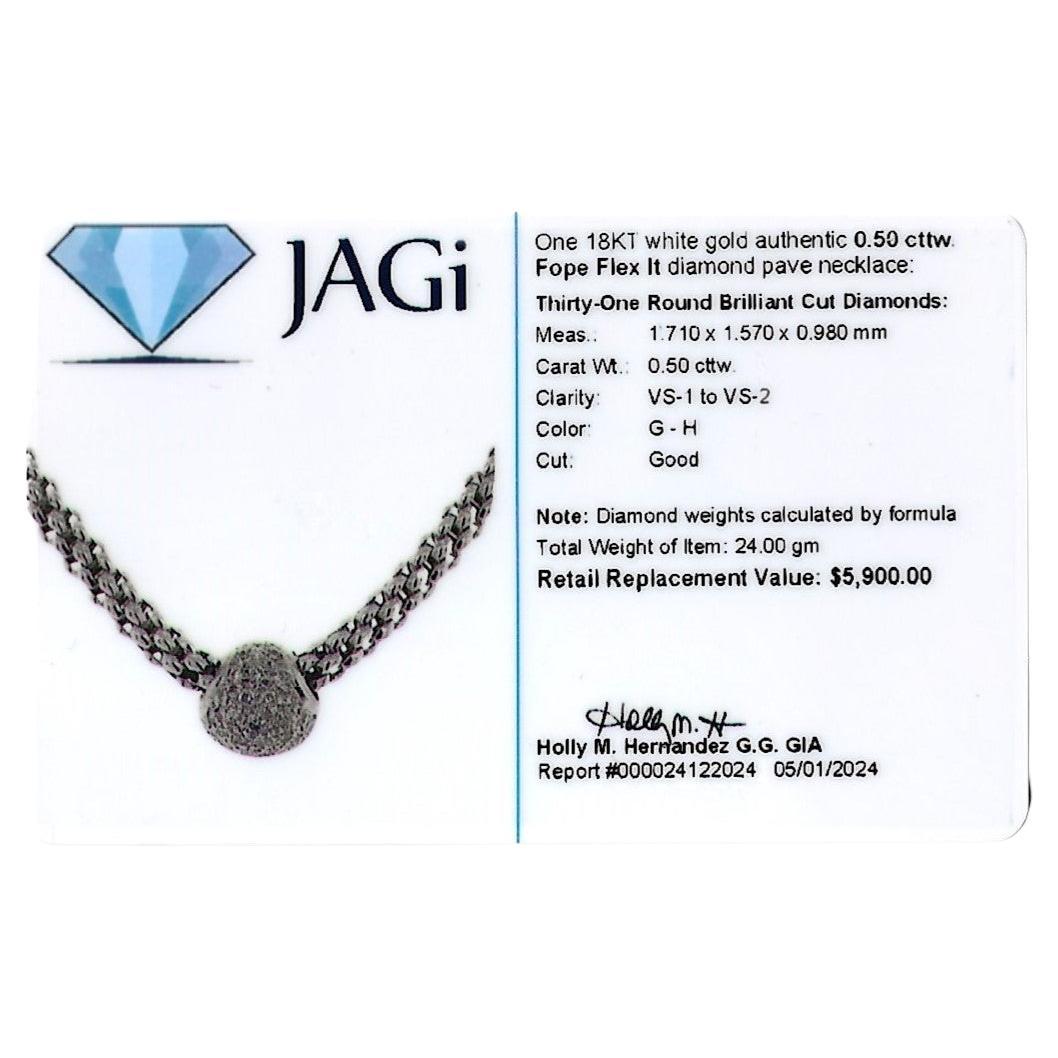 Fope Flex'It Pavé Diamond Popcorn Mesh Pendant Necklace in 18 Karat White Gold 3