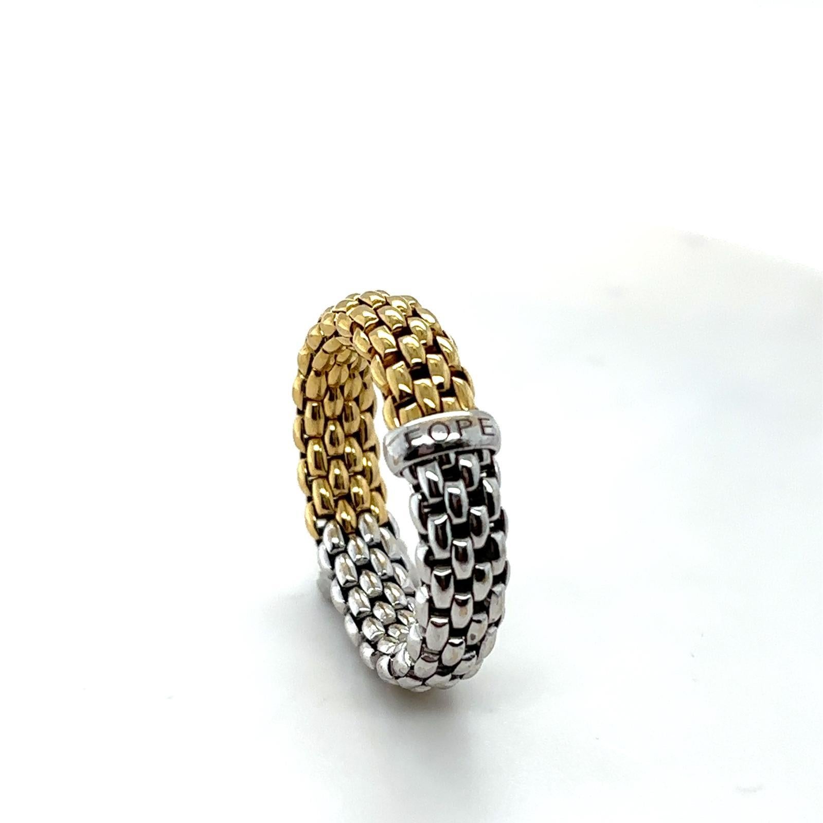 Women's or Men's Fope Flex'it Ring 18 Karat White and Yellow Gold