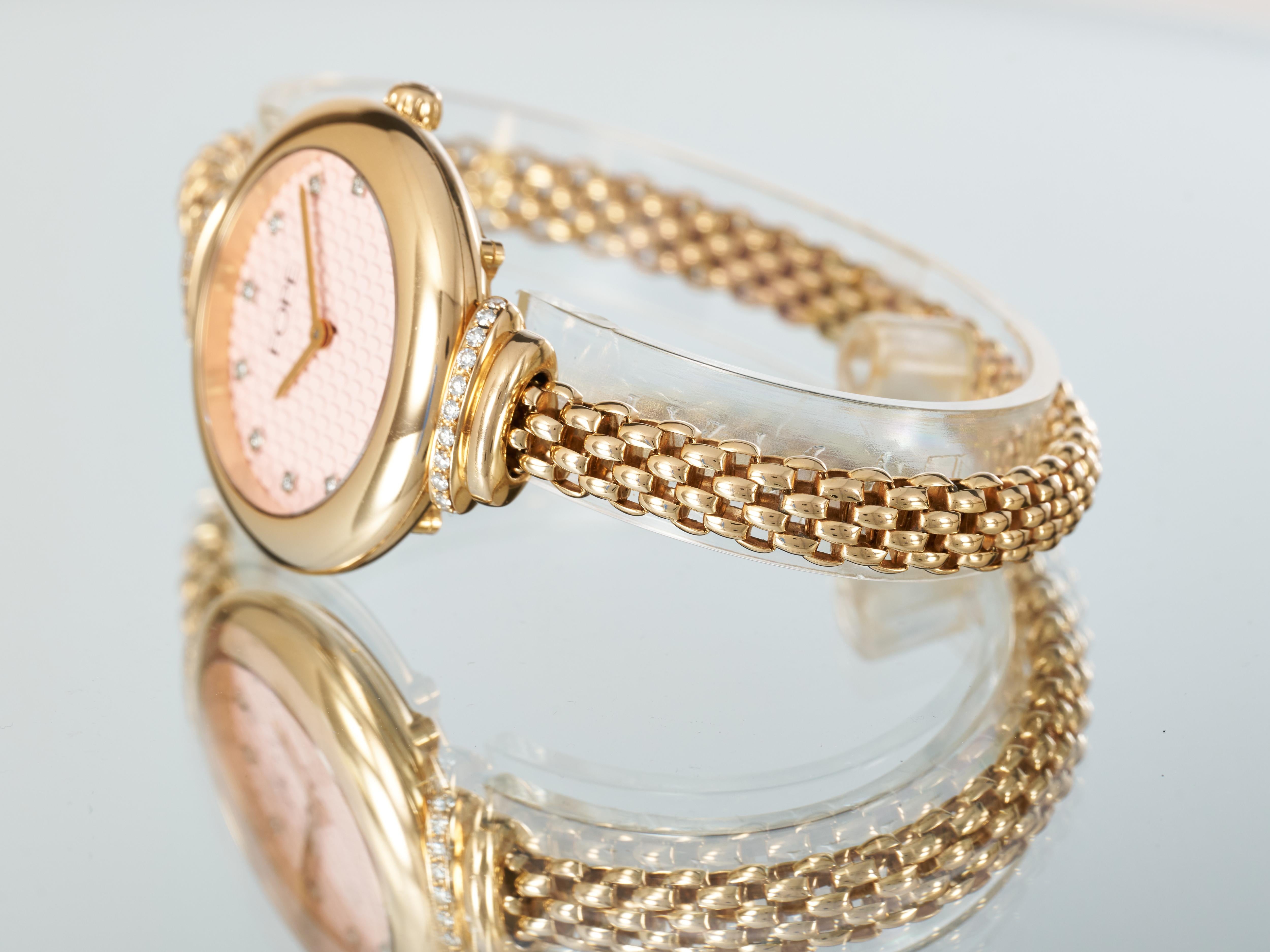 FOPE Gold Ladies Watch Pink Dial Diamonds 18K Flex'it Medium LF002 M RRP £15.8K en vente 14