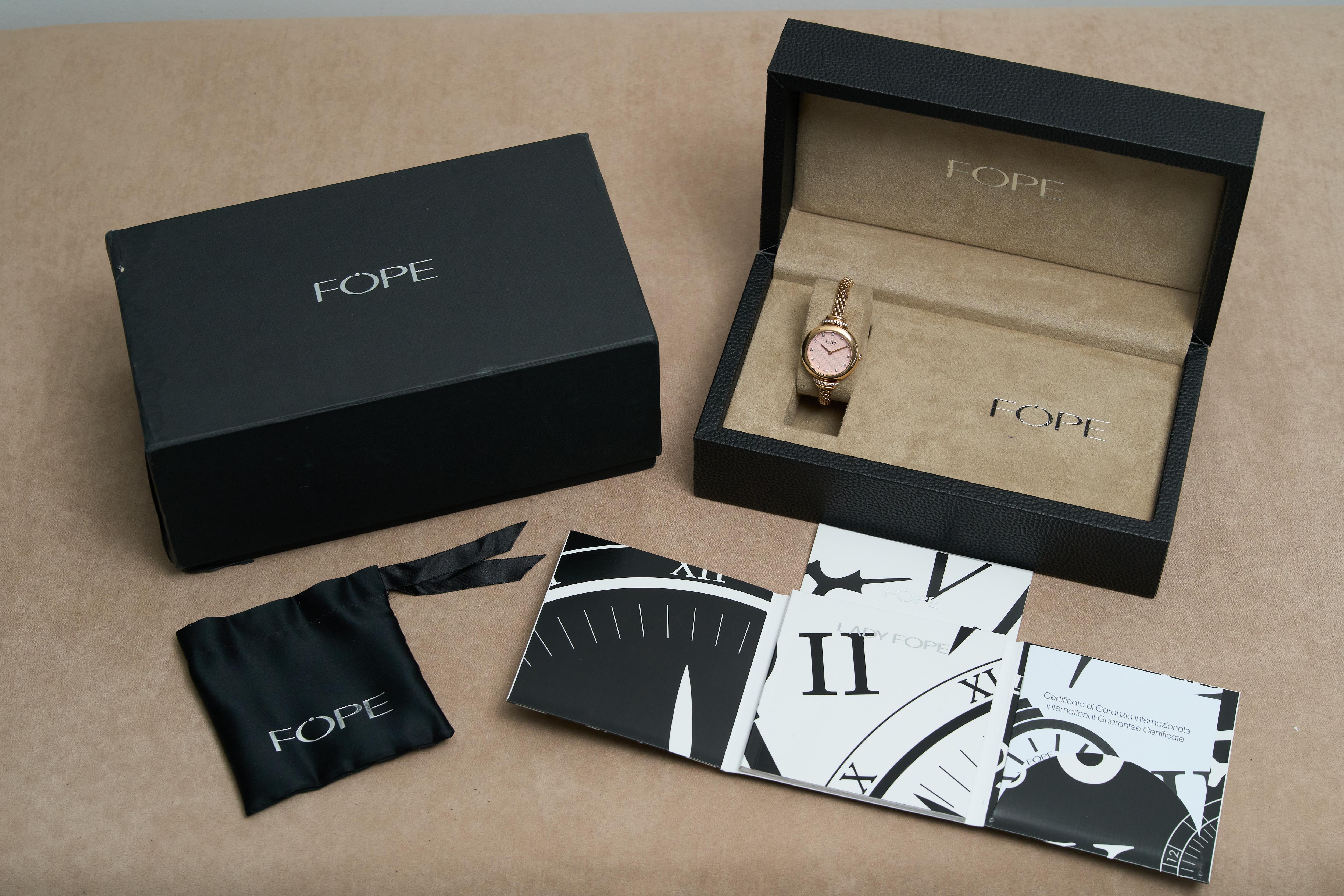 FOPE Gold Ladies Watch Pink Dial Diamonds 18K Flex'it Medium LF002 M RRP £15.8K en vente 15