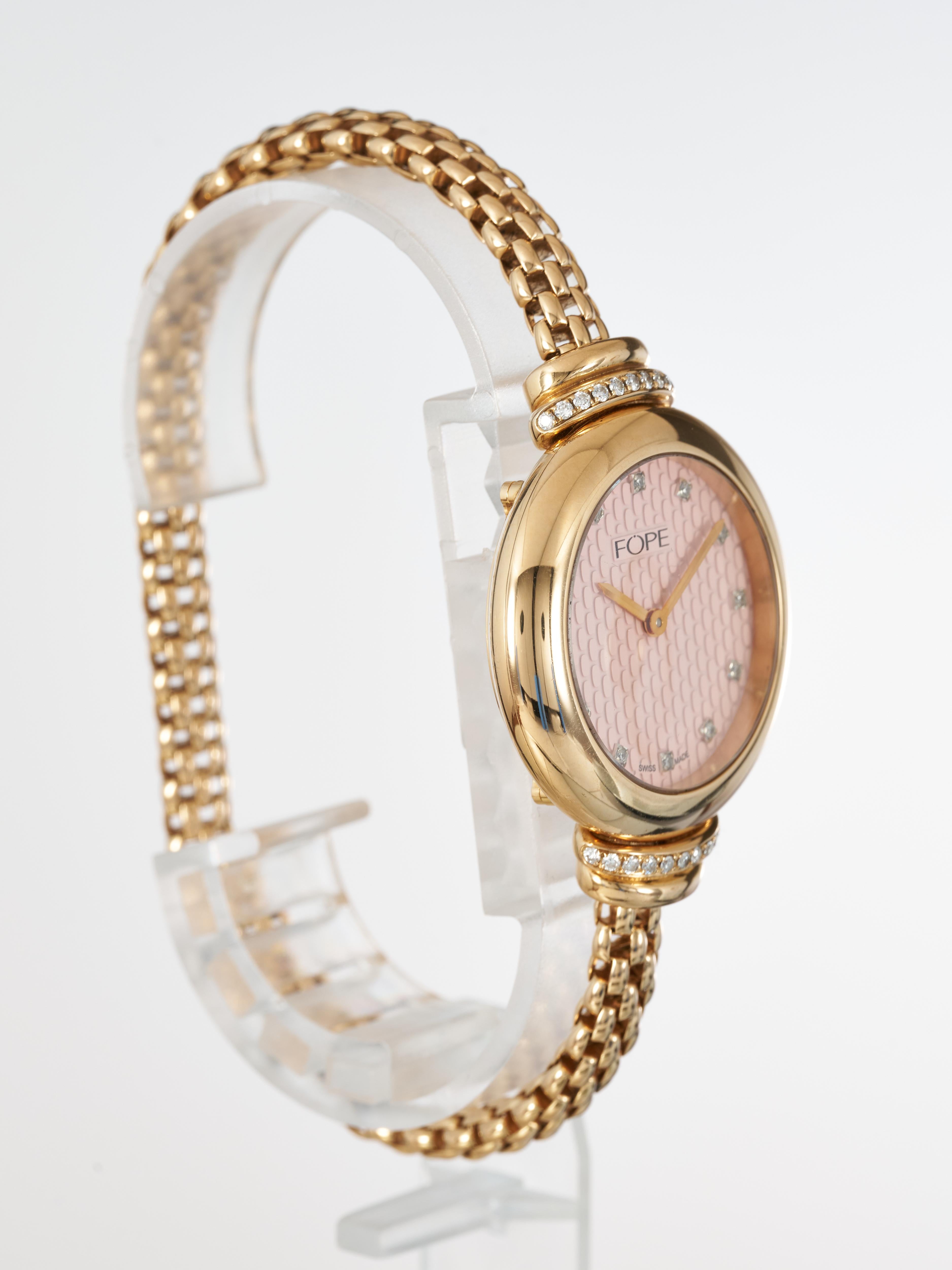 FOPE Gold Ladies Watch Pink Dial Diamonds 18K Flex'it Medium LF002 M RRP £15.8K Excellent état - En vente à London, GB