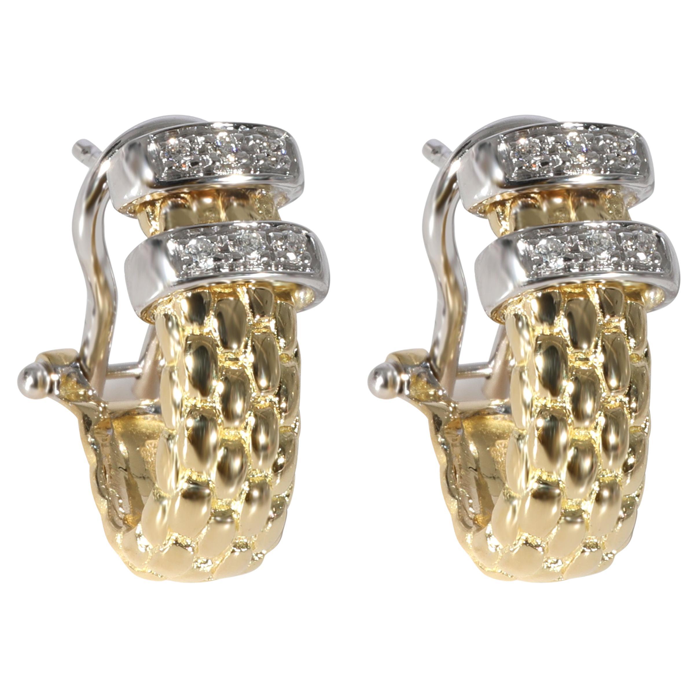 Fope Hoop Earring in 18k White Gold/Yellow Gold 0.11 CTW