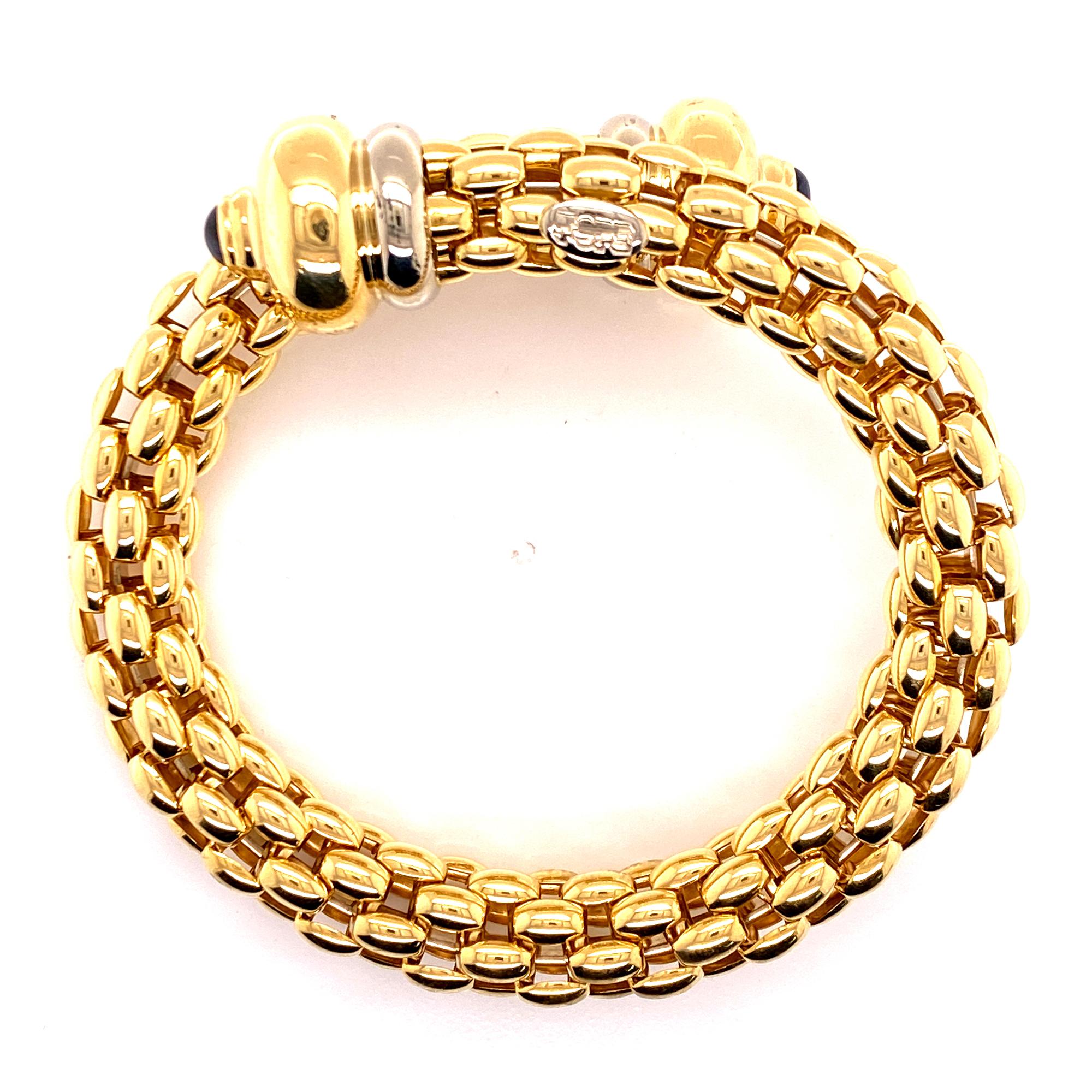 Moderne Fope - Bracelet italien à spirales en or 18 carats avec embouts en saphir