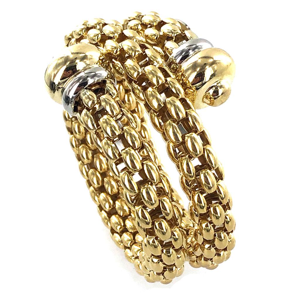 Modern Fope Italian 18 Karat Gold Woven Link Coil Bracelet