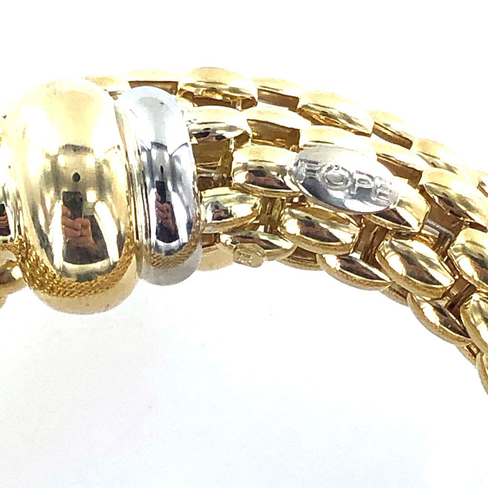 Fope Italian 18 Karat Gold Woven Link Coil Bracelet In Excellent Condition In Boca Raton, FL