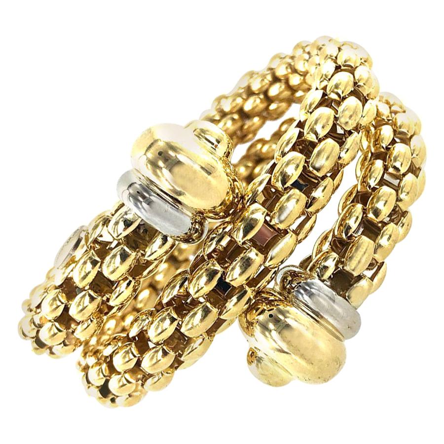 Fope Italian 18 Karat Gold Woven Link Coil Bracelet