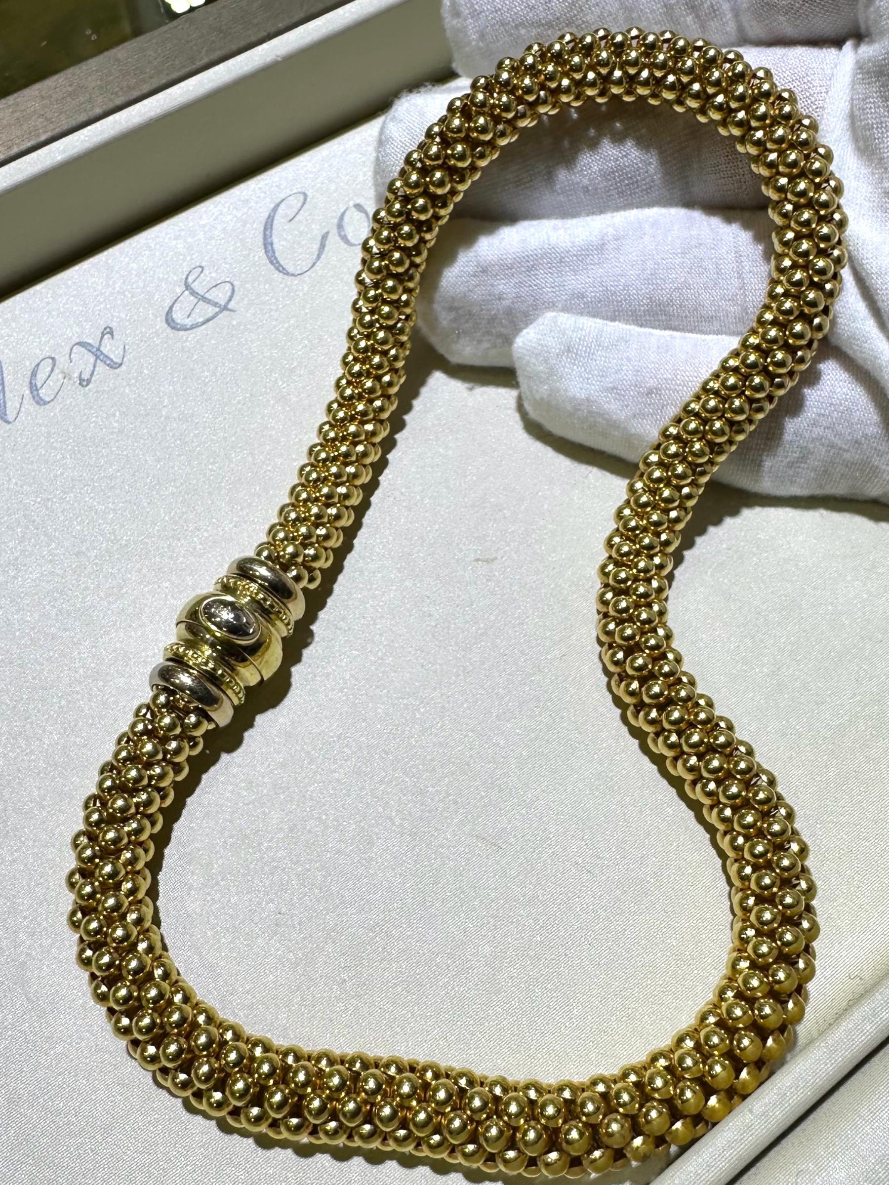 Modern Fope Italian Chunky Tubular Priofili 18K Gold 83.80 gr. Woven Necklace For Sale