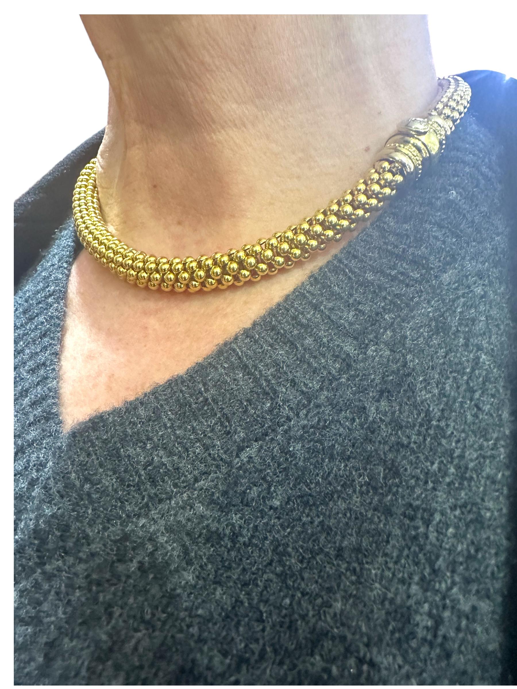 Fope Italian Chunky Tubular Priofili 18K Gold 83.80 gr. Woven Necklace For Sale 1